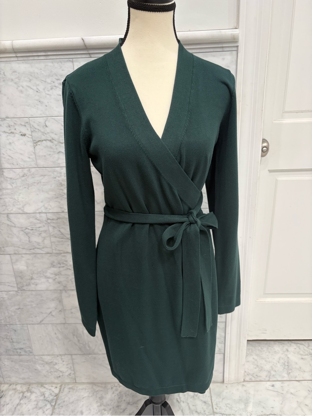 Lulus Elegant Forest Green Wrap Dress with Belt